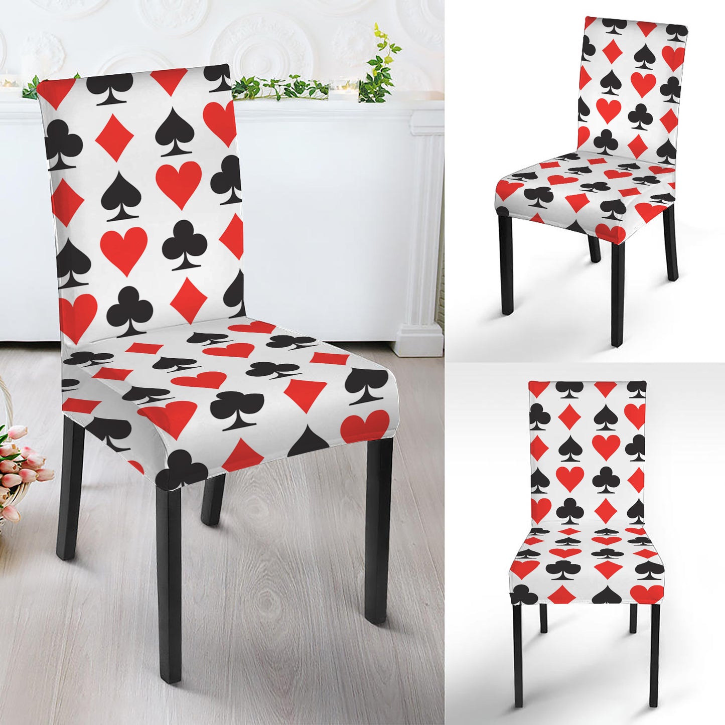 Playing Card Symbols Pattern Print Dining Chair Slipcover