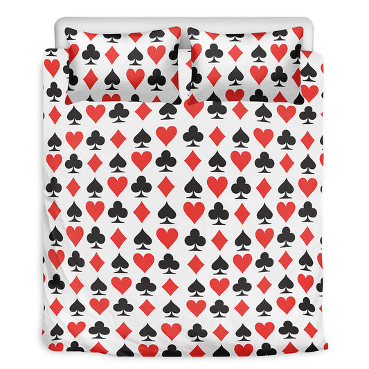 Playing Card Symbols Pattern Print Duvet Cover Bedding Set