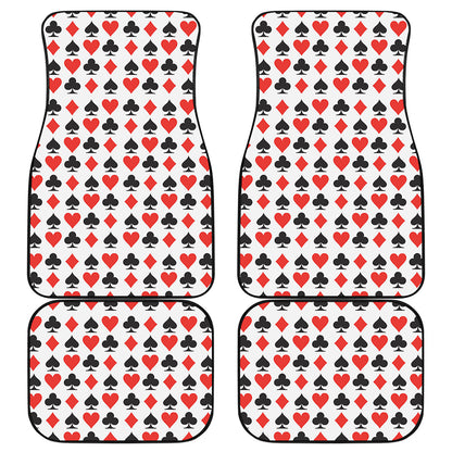 Playing Card Symbols Pattern Print Front and Back Car Floor Mats