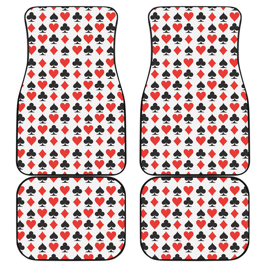 Playing Card Symbols Pattern Print Front and Back Car Floor Mats