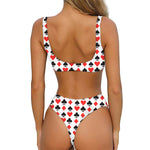 Playing Card Symbols Pattern Print Front Bow Tie Bikini