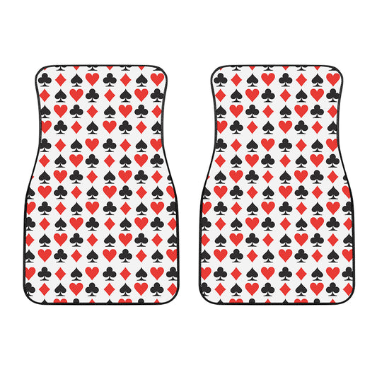 Playing Card Symbols Pattern Print Front Car Floor Mats