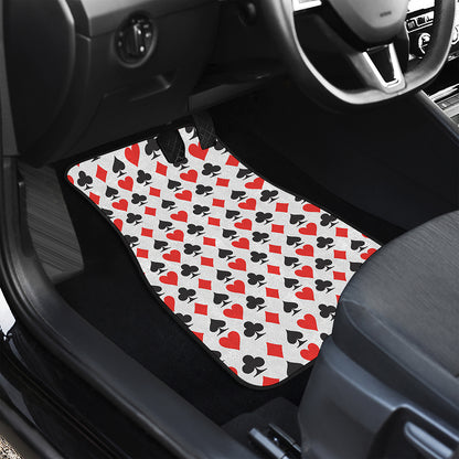 Playing Card Symbols Pattern Print Front Car Floor Mats