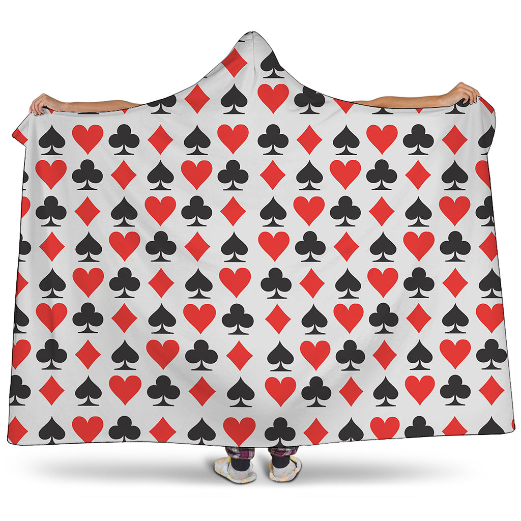 Playing Card Symbols Pattern Print Hooded Blanket