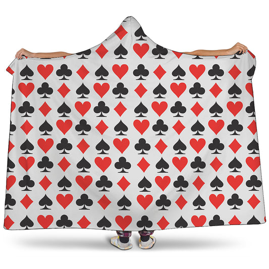 Playing Card Symbols Pattern Print Hooded Blanket