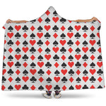 Playing Card Symbols Pattern Print Hooded Blanket