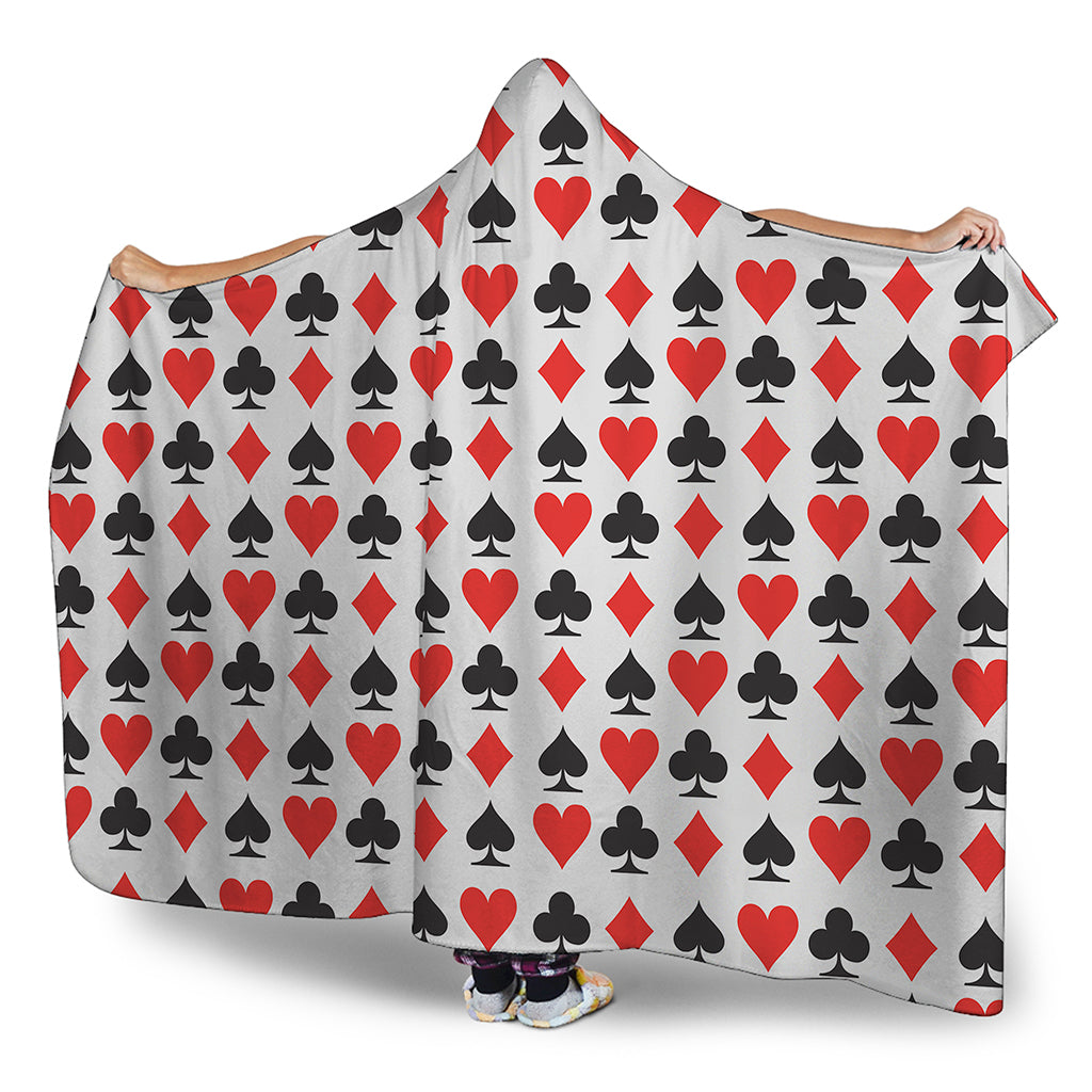 Playing Card Symbols Pattern Print Hooded Blanket