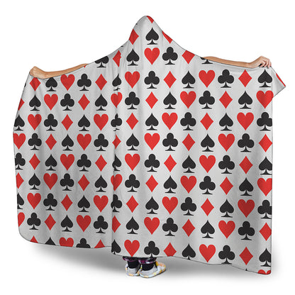 Playing Card Symbols Pattern Print Hooded Blanket