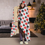 Playing Card Symbols Pattern Print Hooded Blanket