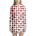 Playing Card Symbols Pattern Print Pullover Hoodie Dress