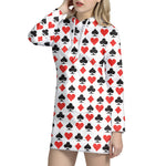 Playing Card Symbols Pattern Print Hoodie Dress