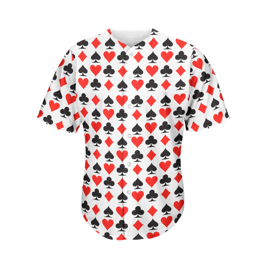 Playing Card Symbols Pattern Print Men's Baseball Jersey