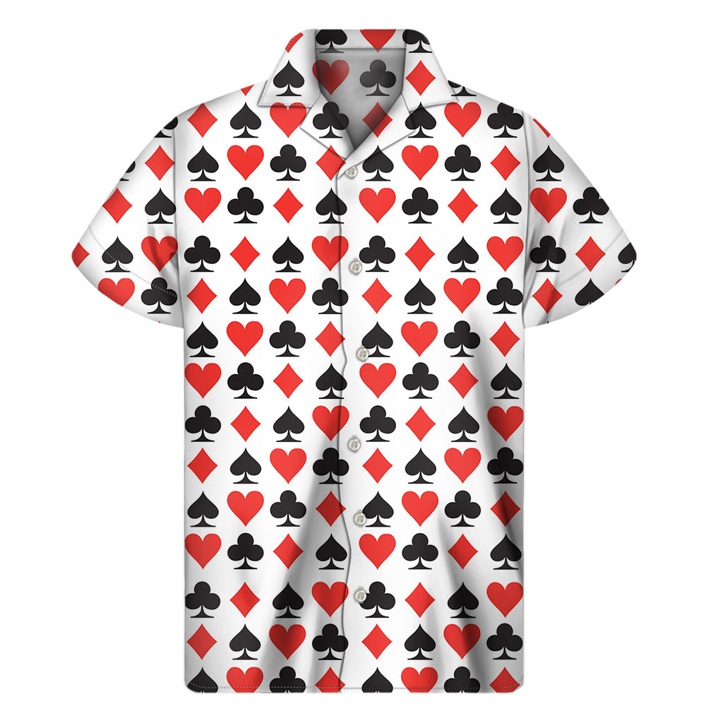 Playing Card Symbols Pattern Print Men's Short Sleeve Shirt