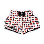 Playing Card Symbols Pattern Print Muay Thai Boxing Shorts