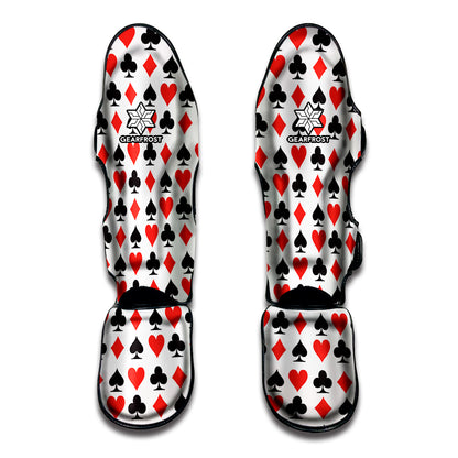 Playing Card Symbols Pattern Print Muay Thai Shin Guard