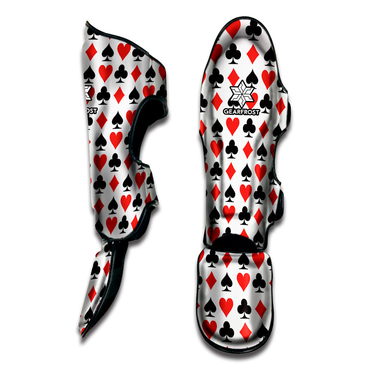 Playing Card Symbols Pattern Print Muay Thai Shin Guard