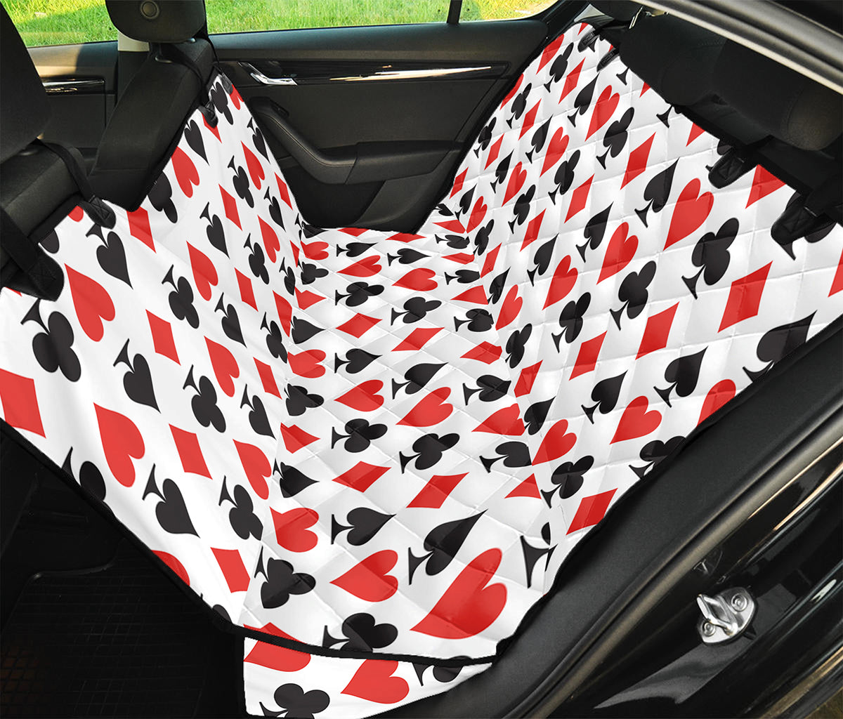 Playing Card Symbols Pattern Print Pet Car Back Seat Cover