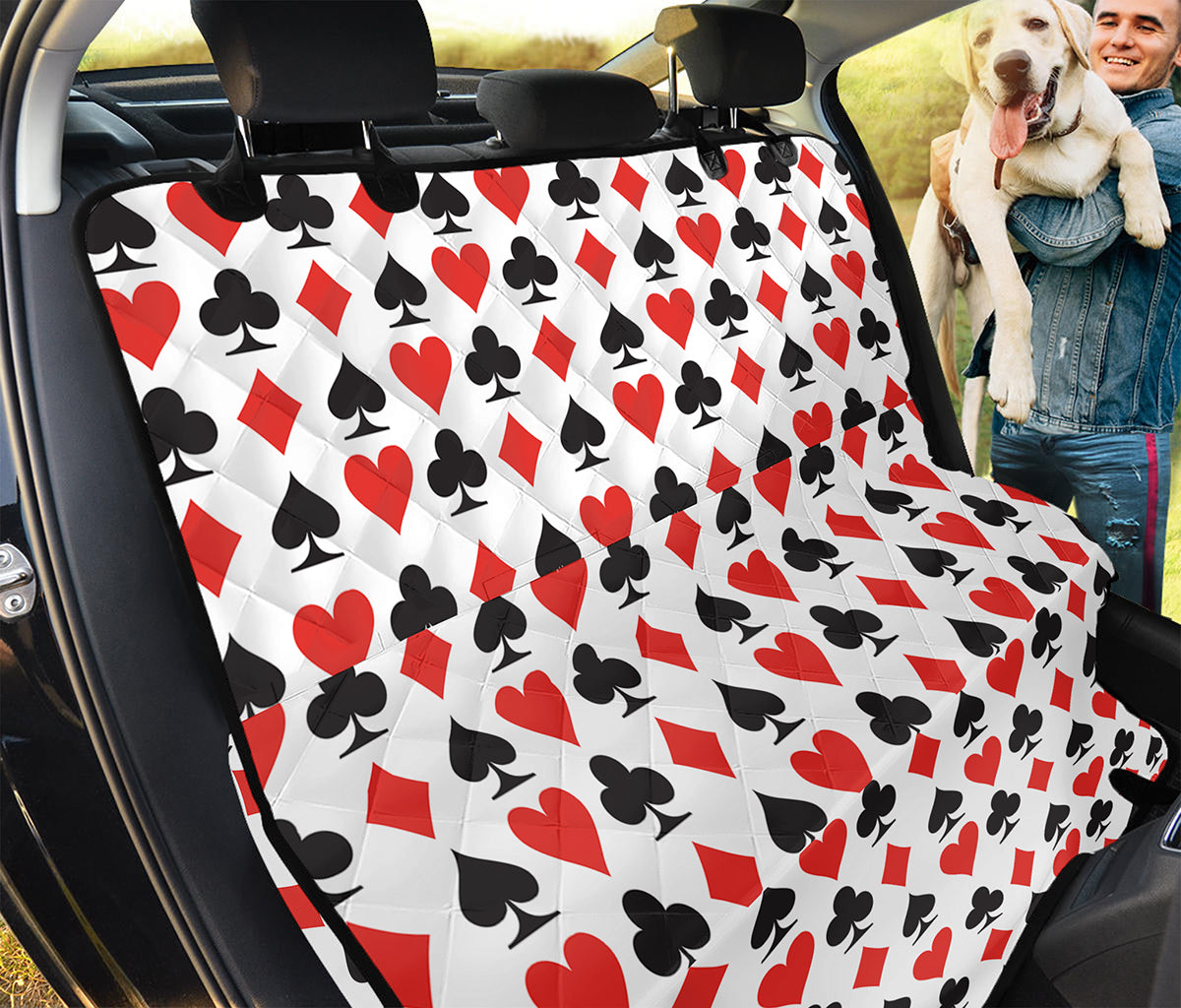 Playing Card Symbols Pattern Print Pet Car Back Seat Cover