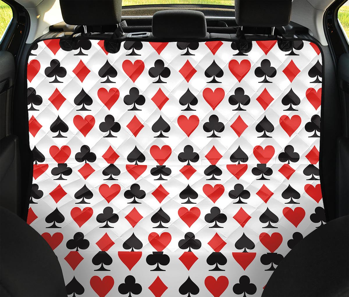 Playing Card Symbols Pattern Print Pet Car Back Seat Cover