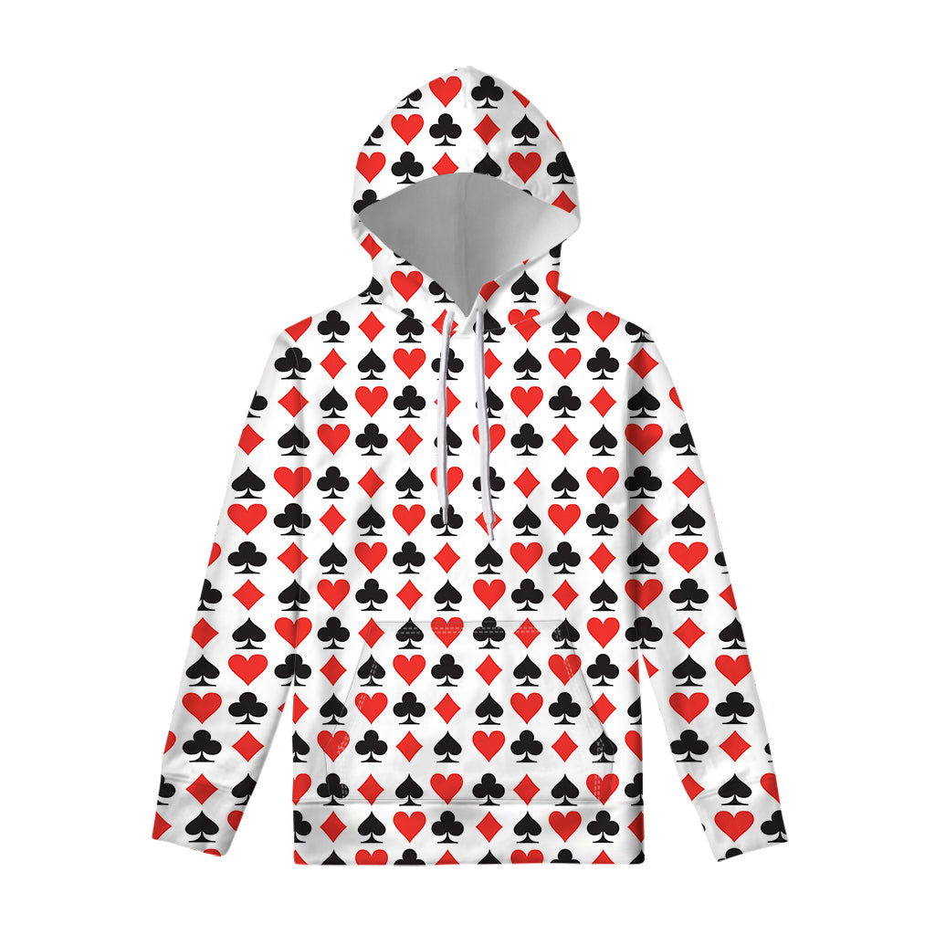 Playing Card Symbols Pattern Print Pullover Hoodie