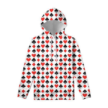 Playing Card Symbols Pattern Print Pullover Hoodie