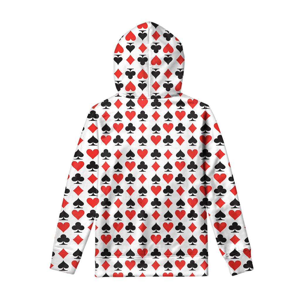 Playing Card Symbols Pattern Print Pullover Hoodie