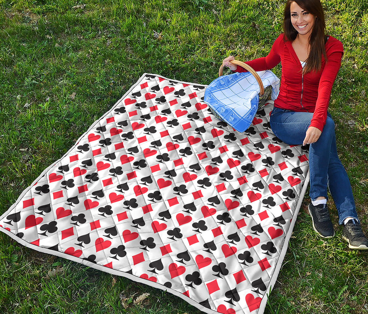 Playing Card Symbols Pattern Print Quilt