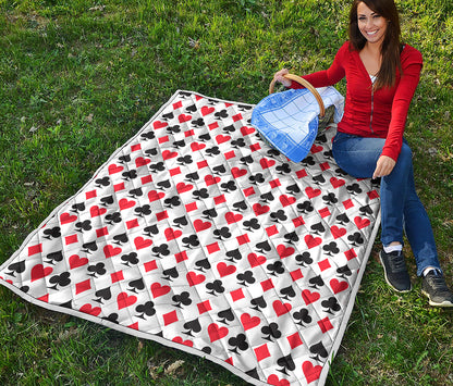 Playing Card Symbols Pattern Print Quilt