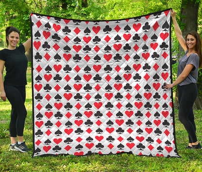 Playing Card Symbols Pattern Print Quilt