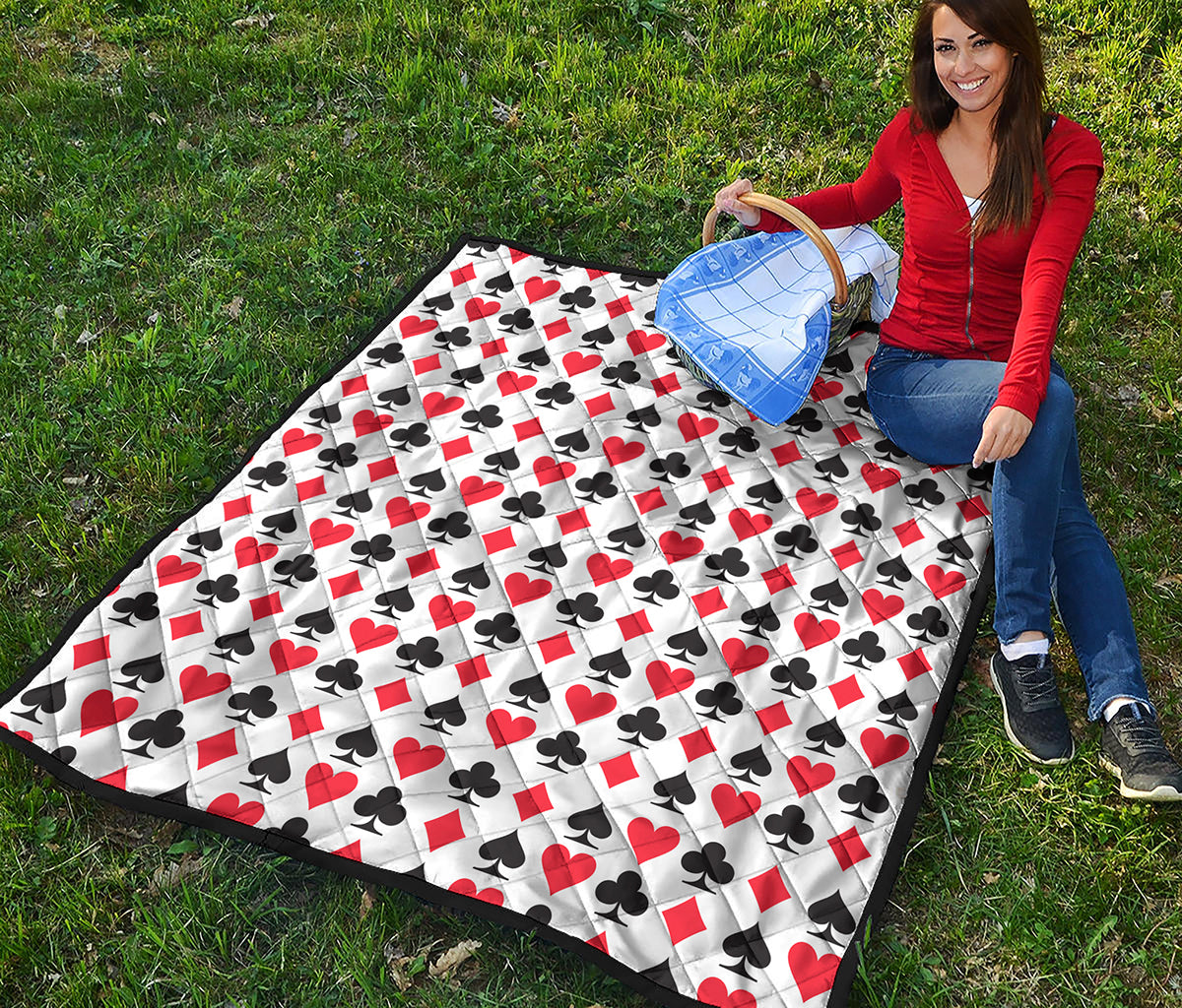 Playing Card Symbols Pattern Print Quilt