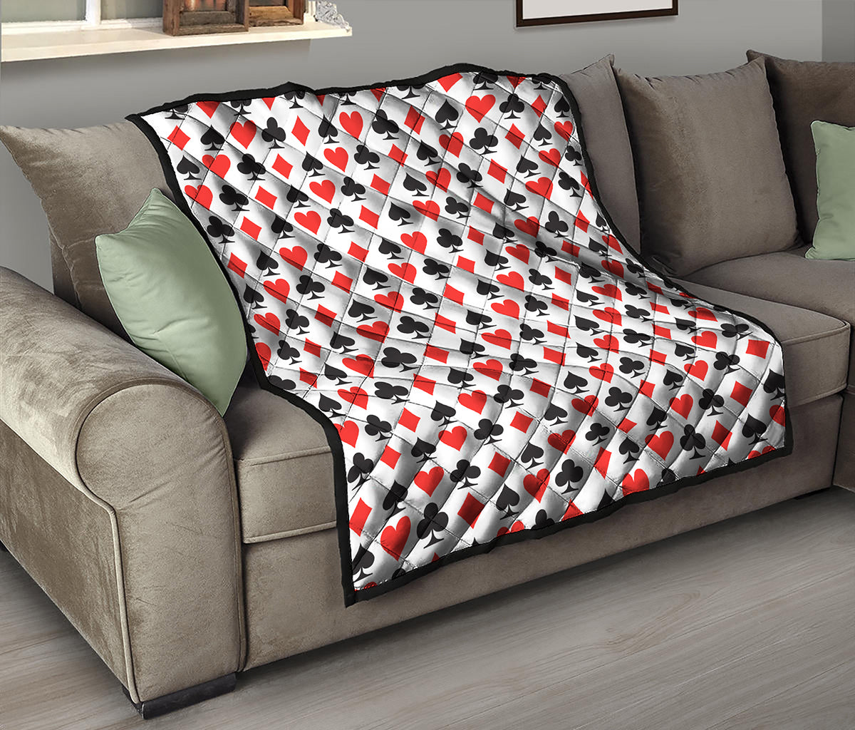 Playing Card Symbols Pattern Print Quilt