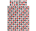 Playing Card Symbols Pattern Print Quilt Bed Set