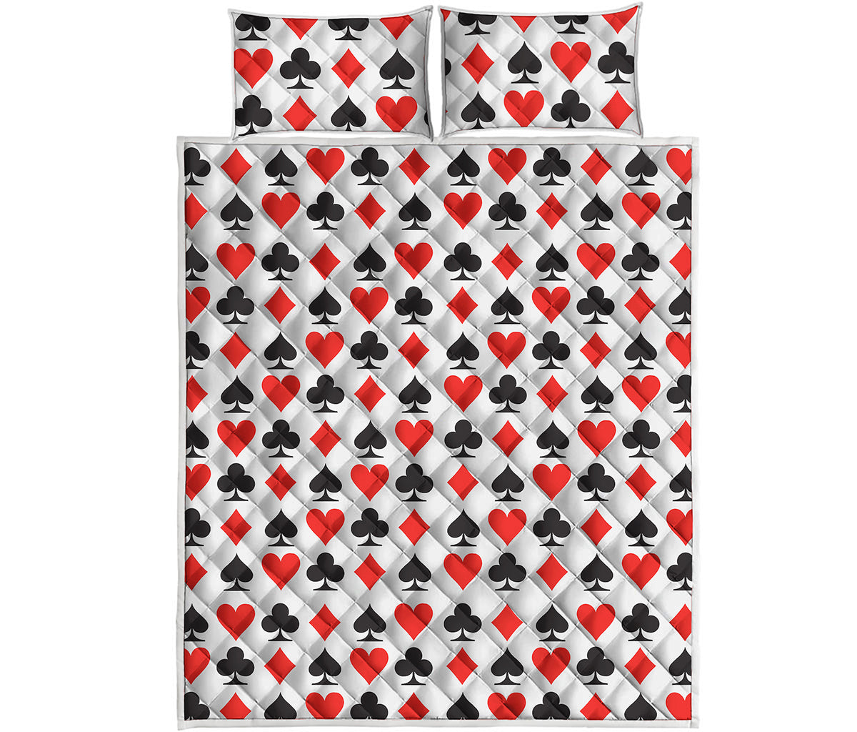 Playing Card Symbols Pattern Print Quilt Bed Set
