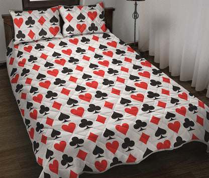 Playing Card Symbols Pattern Print Quilt Bed Set
