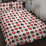 Playing Card Symbols Pattern Print Quilt Bed Set