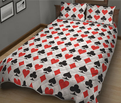 Playing Card Symbols Pattern Print Quilt Bed Set