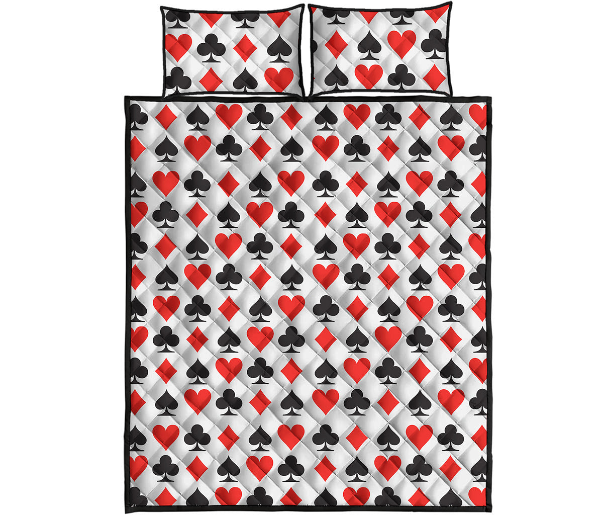 Playing Card Symbols Pattern Print Quilt Bed Set
