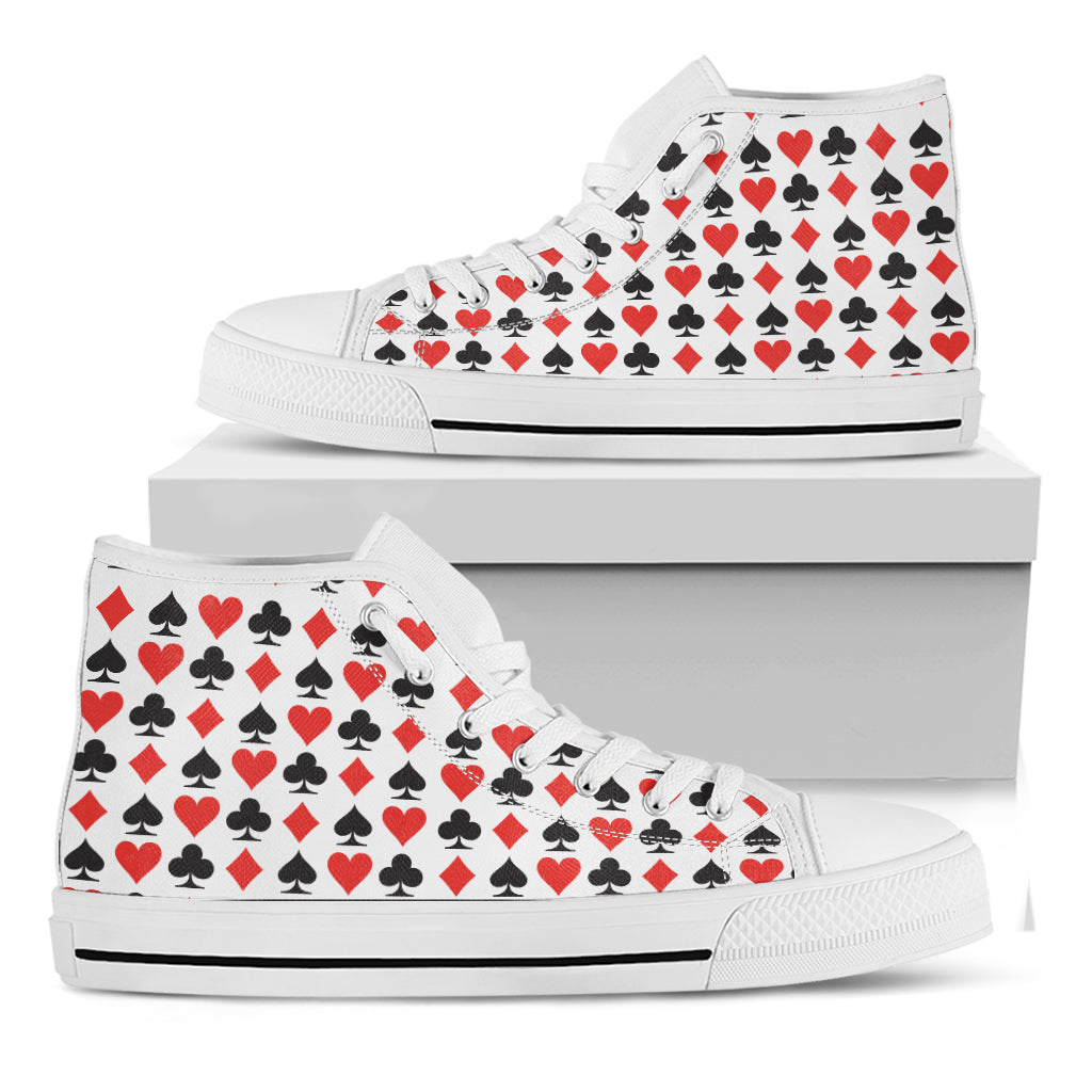 Playing Card Symbols Pattern Print White High Top Shoes