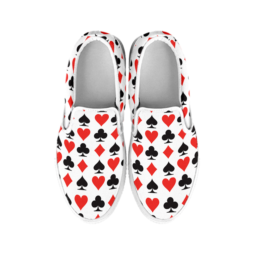 Playing Card Symbols Pattern Print White Slip On Shoes