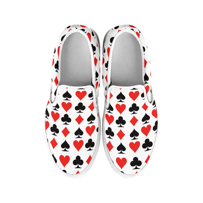 Playing Card Symbols Pattern Print White Slip On Shoes