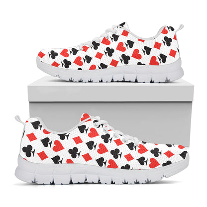 Playing Card Symbols Pattern Print White Sneakers