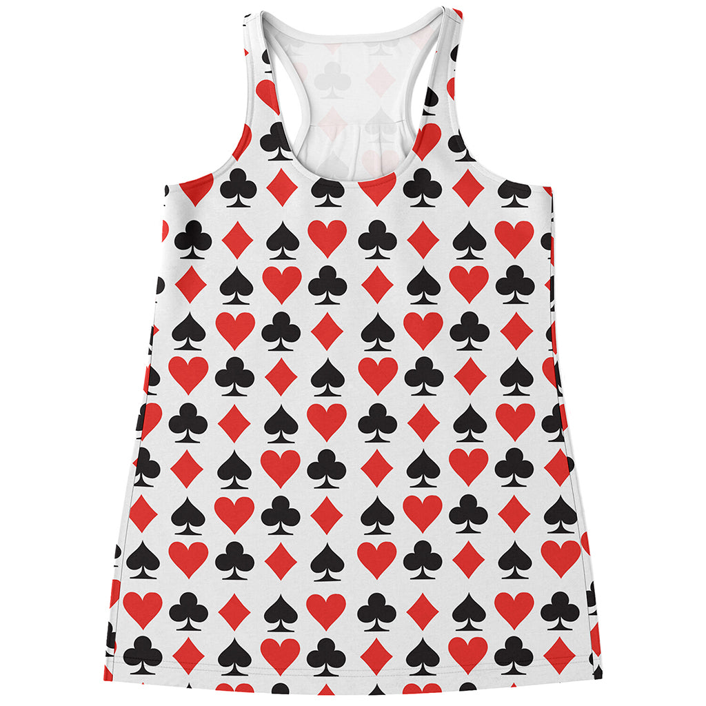 Playing Card Symbols Pattern Print Women's Racerback Tank Top