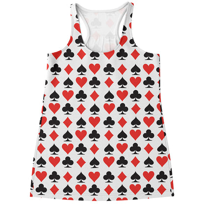 Playing Card Symbols Pattern Print Women's Racerback Tank Top