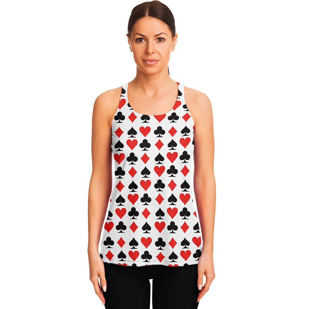 Playing Card Symbols Pattern Print Women's Racerback Tank Top