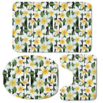Plumeria Flower Striped Pattern Print 3 Piece Bath Mat Set