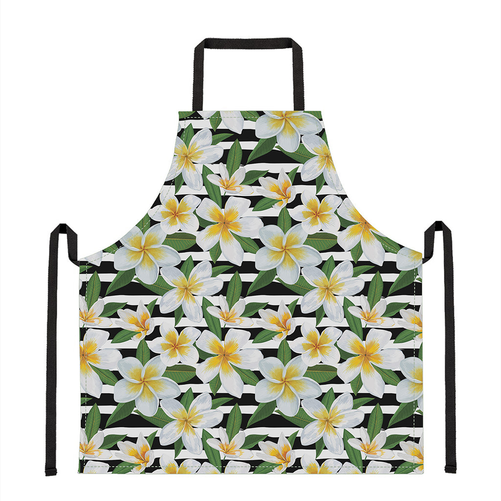 Plumeria Flower Striped Pattern Print Apron