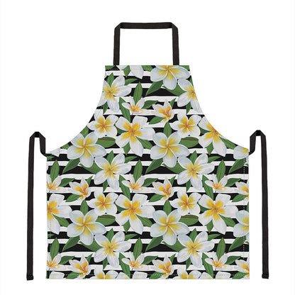 Plumeria Flower Striped Pattern Print Apron