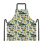 Plumeria Flower Striped Pattern Print Apron