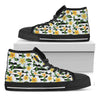 Plumeria Flower Striped Pattern Print Black High Top Shoes