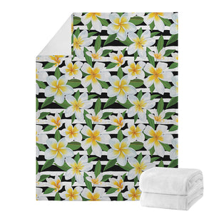 Plumeria Flower Striped Pattern Print Blanket